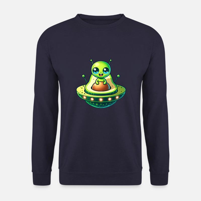 Alien Avocado UFO Funny Comic - Unisex Sweatshirt - navy