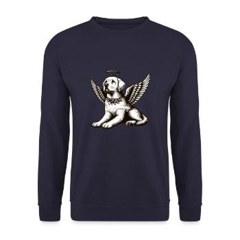 Labrador Engel Flügel Schwarz Weiß Heiligenschein - Unisex Pullover - Navy - Vorne - Alina (178cm) & Michal (187cm)
