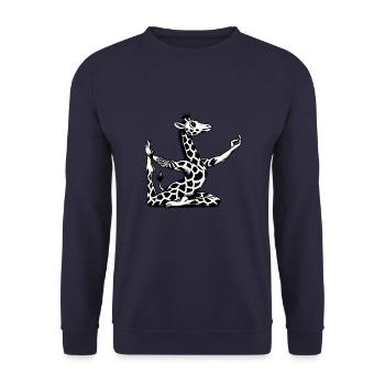 Girafe Yoga Méditation Workout Noir Blanc - Sweat-shirt Unisexe - marine - Devant - Alina (178cm) & Michal (187cm)