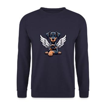 Cute Doberman Angel with Wings Design - Unisex Sweatshirt - navy - Front - Alina (178cm) & Michal (187cm)