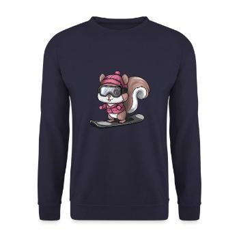 Cool Squirrel Snowboarder Sports d’hiver - Sweat-shirt Unisexe - marine - Devant - Alina (178cm) & Michal (187cm)