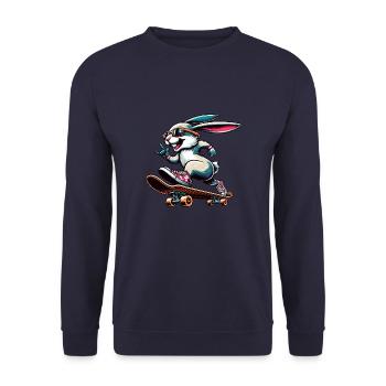 Cool Skateboarder lapin de Pâques Design - Sweat-shirt Unisexe - marine - Devant - Alina (178cm) & Michal (187cm)