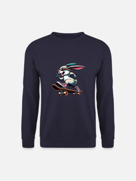 Cool Skateboarder Easter Bunny Design - Unisex Sweatshirt - navy