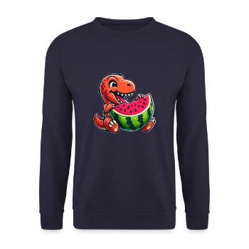 Dinosaure T-Rex Pastèque Fruité d’été - Sweat-shirt Unisexe - marine - Devant - Alina (178cm) & Michal (187cm)