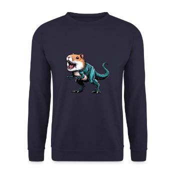 T-Rex Hamster Hybrid: Fantastisches Fabeltier - Unisex Pullover - Navy - Vorne - Alina (178cm) & Michal (187cm)