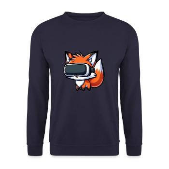 Mignon Fox VR Gamer Dessin animé de réalité virtuelle - Sweat-shirt Unisexe - marine - Devant - Alina (178cm) & Michal (187cm)