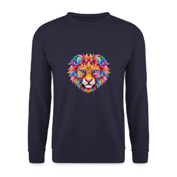 Mardi Gras Lion - Comic Book Style - Unisex Sweatshirt - navy - Front - Alina (178cm) & Michal (187cm)