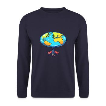 Flat Earth Bat Hide and Seek - Unisex Sweatshirt - navy - Front - Alina (178cm) & Michal (187cm)