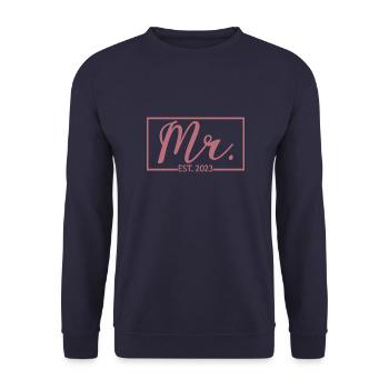 M. Est. 2023 Fiançailles pour la fête de mariage du marié - Sweat-shirt Unisexe - marine - Devant - Alina (178cm) & Michal (187cm)
