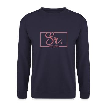 Sr. Est. 2022 Verlobung für die Hochzeitsfeier des Bräutigams - Unisex Pullover - Navy - Vorne - Alina (178cm) & Michal (187cm)