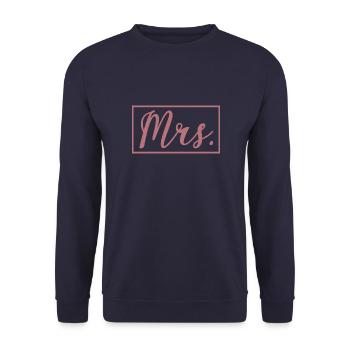 Mrs. Matching Paar Verlobung Hochzeit Flitterwochen - Unisex Pullover - Navy - Vorne - Alina (178cm) & Michal (187cm)