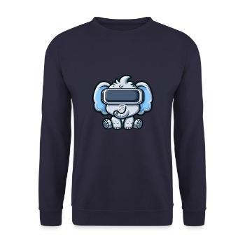 Elephant VR Virtual Reality Gamer Gamer Cute - Unisex Sweatshirt - navy - Front - Alina (178cm) & Michal (187cm)