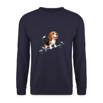 Beagle Weightlifting Workout Strength - Unisex Sweatshirt - navy - Front - Alina (178cm) & Michal (187cm)