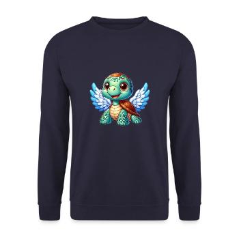 Angel turtle with wings and halo - Unisex Sweatshirt - navy - Front - Alina (178cm) & Michal (187cm)