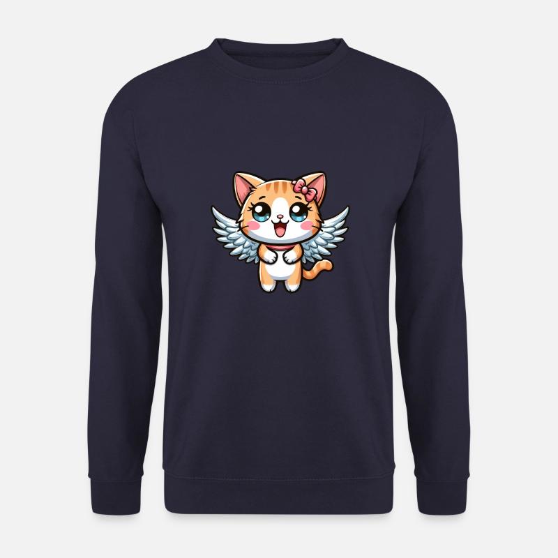 Cute Cat Angel Comic - Unisex Sweatshirt - navy