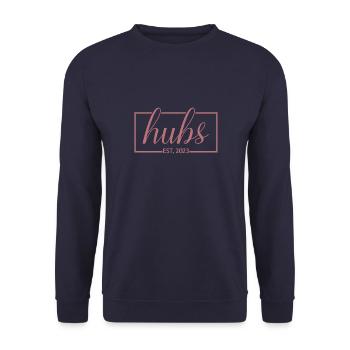 Hubs Est. 2023 Engagement For Groom's Wedding Gift - Unisex Sweatshirt - navy - Front - Alina (178cm) & Michal (187cm)