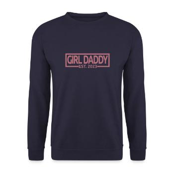Girl Daddy Est. 2023 Baby Shower Schwangerschaft Enthüllung - Unisex Pullover - Navy - Vorne - Alina (178cm) & Michal (187cm)