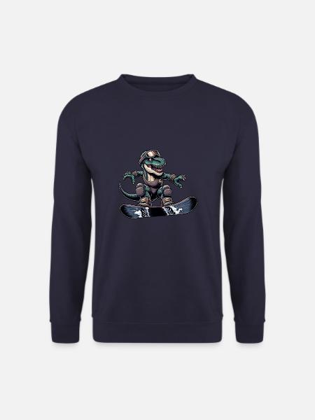 T-Rex Dino Snowboarder - Unisex Pullover - Navy