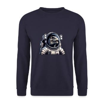 T-Rex astronaut in space - Unisex Sweatshirt - navy - Front - Alina (178cm) & Michal (187cm)