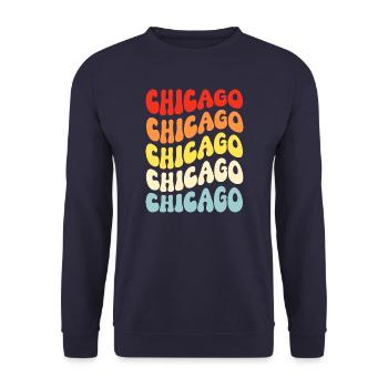 Chicago 70s Hippie - Unisex Sweatshirt - navy - Front - Alina (178cm) & Michal (187cm)