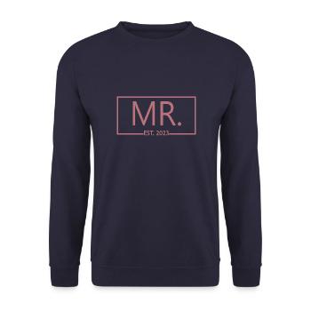 M. Est. 2023 Fiançailles pour la fête de mariage du marié - Sweat-shirt Unisexe - marine - Devant - Alina (178cm) & Michal (187cm)