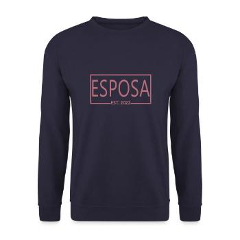 Esposa Est. 2022 Verlobung Brautdusche Hochzeit - Unisex Pullover - Navy - Vorne - Alina (178cm) & Michal (187cm)