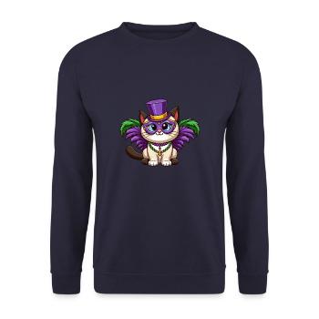 Bande dessinée Chat Siamois Mardi Gras Mignon - Sweat-shirt Unisexe - marine - Devant - Alina (178cm) & Michal (187cm)