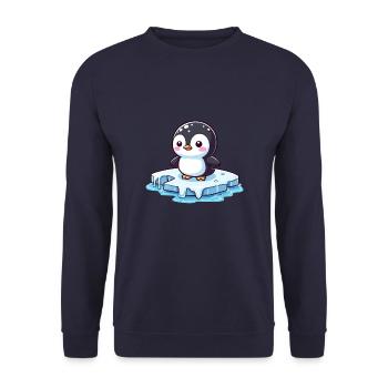 Pinguin, Erderwärmung & Schmelzendes Eis - Unisex Pullover - Navy - Vorne - Alina (178cm) & Michal (187cm)