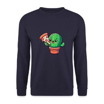 Cute Cactus Pizza Comic - Unisex Sweatshirt - navy - Front - Alina (178cm) & Michal (187cm)