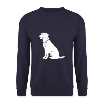 Border Collie Hund Silhouette - Unisex Pullover - Navy - Vorne - Alina (178cm) & Michal (187cm)