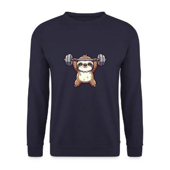 Entraînement d’haltères Sloth Fitness - Sweat-shirt Unisexe - marine - Devant - Alina (178cm) & Michal (187cm)