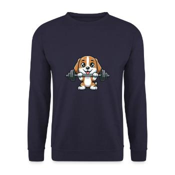 Dog Beagle Dumbbell Weightlifter Fitness - Unisex Sweatshirt - navy - Front - Alina (178cm) & Michal (187cm)