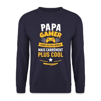 Papa gamer – plus cool qu’un papa normal - Sweat-shirt Unisexe - marine - Devant - Alina (178cm) & Michal (187cm)