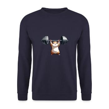 Cool Hamster Haltère Haltérophile Fitness - Sweat-shirt Unisexe - marine - Devant - Alina (178cm) & Michal (187cm)