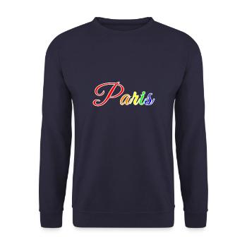 Stylized and colorful Paris - Unisex Sweatshirt - navy - Front - Alina (178cm) & Michal (187cm)