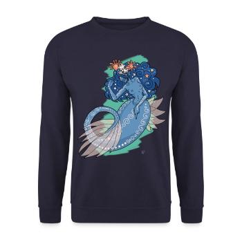 Feminist Mermaid - Unisex Sweatshirt - navy - Front - Alina (178cm) & Michal (187cm)