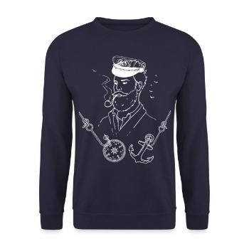ship's captain - Unisex Sweatshirt - navy - Front - Alina (178cm) & Michal (187cm)
