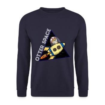 Otter Space Astronaut Planet Gift Voyager dans l'espace - Sweat-shirt Unisexe - marine - Devant - Alina (178cm) & Michal (187cm)