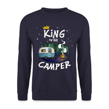 Camper King - für Camping, Outdoor, Campingplatz - Unisex Pullover - Navy - Vorne - Alina (178cm) & Michal (187cm)