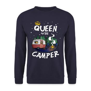 Camper Queen - for camping, outdoor, camping - Unisex Sweatshirt - navy - Front - Alina (178cm) & Michal (187cm)