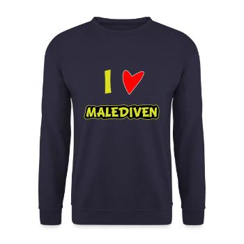 Ich liebe die Malediven - Unisex Pullover - Navy - Vorne - Alina (178cm) & Michal (187cm)