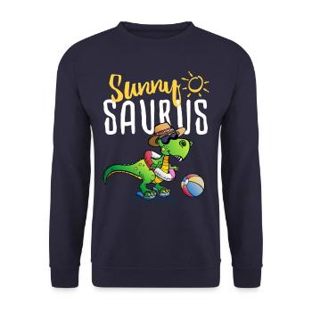 Tyrannosaurus Rex on the beach - summer sunnysaurus - Unisex Sweatshirt - navy - Front - Alina (178cm) & Michal (187cm)