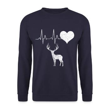 Cadeau de battement de coeur Stag Hunter - Sweat-shirt Unisexe - marine - Devant - Alina (178cm) & Michal (187cm)