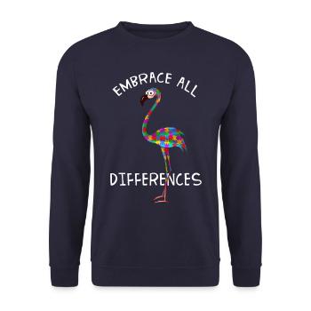 Embrace all Differences Colorful autism flamingo - Unisex Sweatshirt - navy - Front - Alina (178cm) & Michal (187cm)