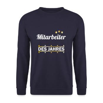 Mitarbeiter des Jahres | Angestellter Arbeiter - Unisex Pullover - Navy - Vorne - Alina (178cm) & Michal (187cm)