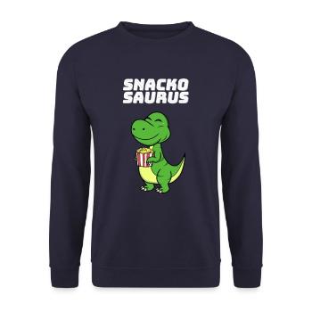 Snackosaurus Dinosaurier T-Rex Diät Geschenk - Unisex Pullover - Navy - Vorne - Alina (178cm) & Michal (187cm)