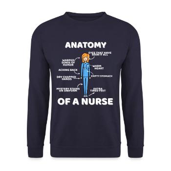 Lustige Anatomie einer Krankenschwester - Unisex Pullover - Navy - Vorne - Alina (178cm) & Michal (187cm)