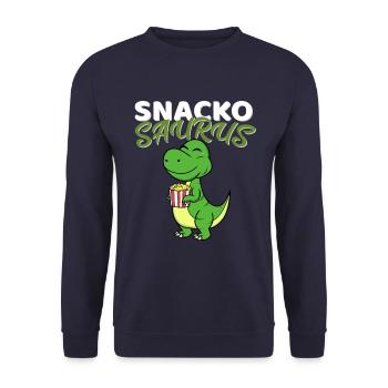 Snackosaurus Dinosaurier T-Rex Dino Geschenk DIät - Unisex Pullover - Navy - Vorne - Alina (178cm) & Michal (187cm)