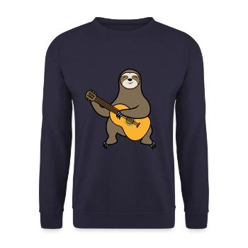 Paresse avec guitariste cadeau homme - Sweat-shirt Unisexe - marine - Devant - Alina (178cm) & Michal (187cm)