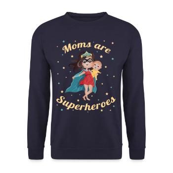 Super Mom - süßes Geschenk für Mama oder Baby - Unisex Pullover - Navy - Vorne - Alina (178cm) & Michal (187cm)